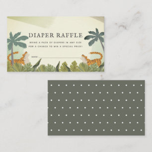 Tiger Oerwoud Safari Diaper Raffle Ticket Informatiekaartje