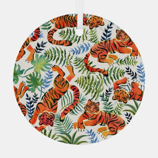  Tiger Oerwoud Waterverf Glas Ornament (Achterkant)