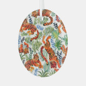 Tiger Oerwoud Waterverf Glas Ornament (Voorkant links)