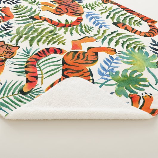 Tiger Oerwoud Waterverf Sherpa Deken (3/4)