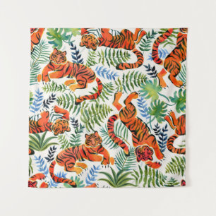  Tiger Oerwoud Waterverf Wandkleed