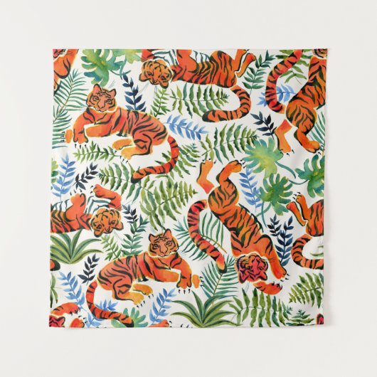  Tiger Oerwoud Waterverf Wandkleed (Voorkant)