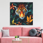“Tiger of Mine” – Colourful Tiger Portrait Canvas Afdruk (Insitu (Woonkamer))