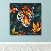 “Tiger of Mine” – Colourful Tiger Portrait Canvas Afdruk (Insitu (Houten vloer))