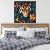 “Tiger of Mine” – Colourful Tiger Portrait Canvas Afdruk (Insitu (Slaapkamer))
