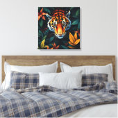 “Tiger of Mine” – Colourful Tiger Portrait Canvas Afdruk (Insitu (Slaapkamer))