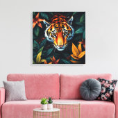 “Tiger of Mine” – Colourful Tiger Portrait Canvas Afdruk (Insitu (Woonkamer))