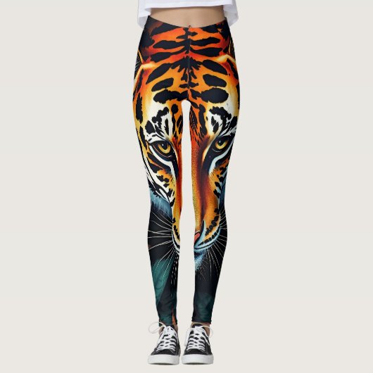 “Tiger of Mine” – Colourful Tiger Portrait Leggings (Voorkant)