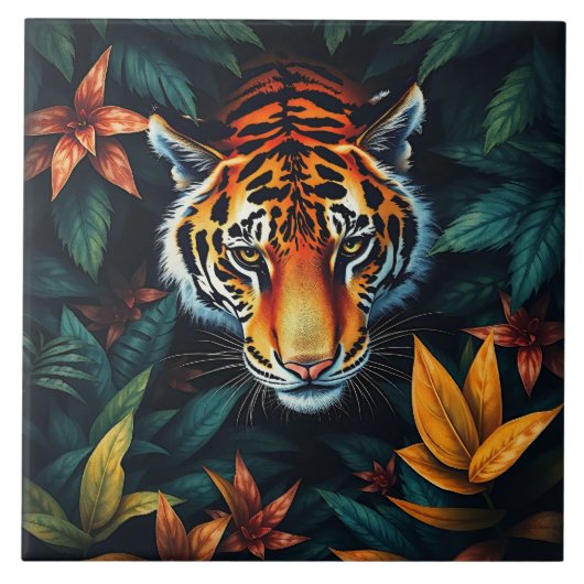 “Tiger of Mine” – Colourful Tiger Portrait Tegeltje (Voorkant)