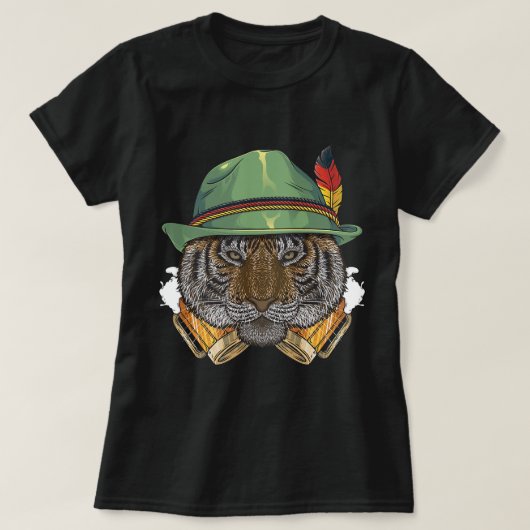 Tiger Oktoberfest German Beer Fest Animal Beerfest T-shirt (Design voorkant)