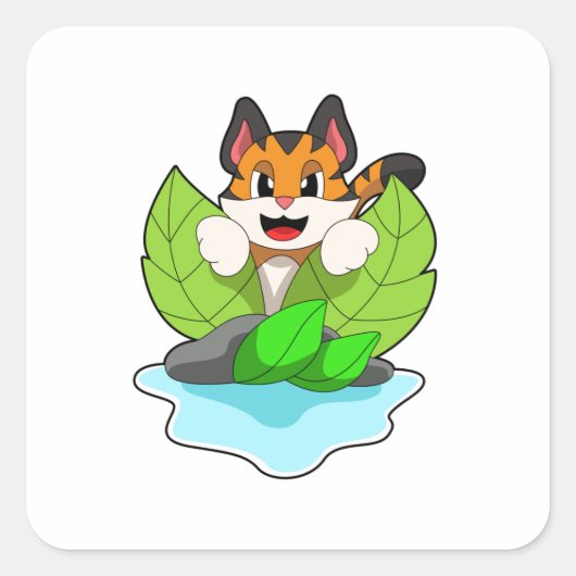 Tiger on the Hunt Vierkante Sticker (Voorkant)