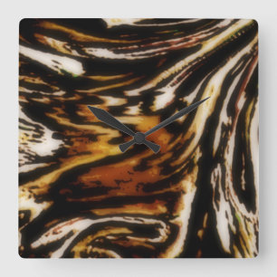 TIGER OP DE LOS ..BEAUTIUME WALL CLOCK VIERKANTE KLOK