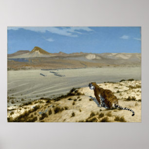 Tiger over de horloge van Jean-Léon Gérôme Poster