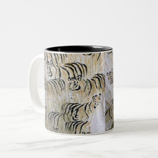 Tiger Painting Pattern Art Tweekleurige Koffiemok (Voorkant links)