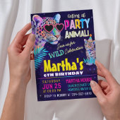 Tiger Party Animal Kleurrijke verjaardagsuitnodigi Kaart