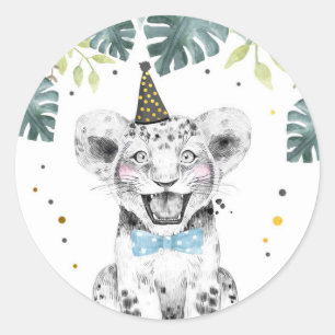 Tiger Party Animals Safari Boy Birthday Cupcake Cl Ronde Sticker