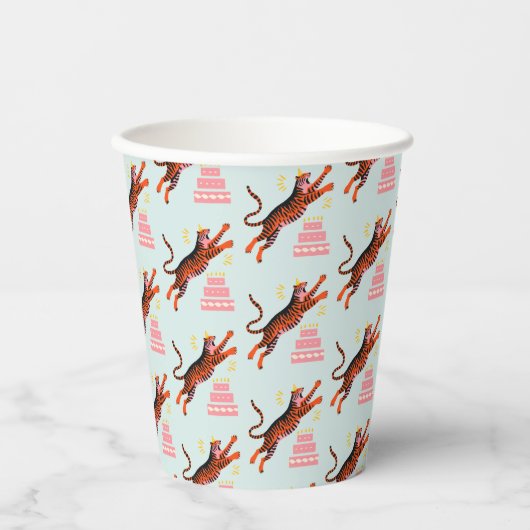 Tiger Party Animals Safari Zoo Birthday Papieren Bekers (Voorkant)