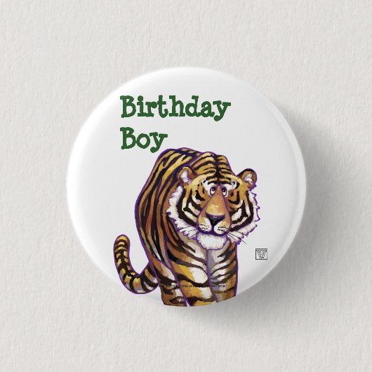 Tiger Party Center Ronde Button 3,2 Cm (Voorkant)