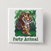 Tiger Party Center Vierkante Button 5,1 Cm (Voorkant)