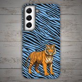 Tiger Pattern in Light Blue with Tiger Samsung Galaxy Hoesje
