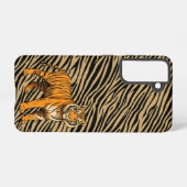 Tiger Pattern in Light Brown with Tiger Samsung Galaxy Hoesje (Achterkant horizontaal)