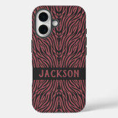 Tiger Pattern in Red and Gray with Name Case-Mate iPhone Case (Achterkant)