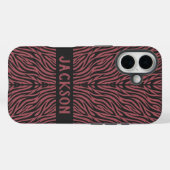 Tiger Pattern in Red and Gray with Name Case-Mate iPhone Case (Achterkant (horizontaal))