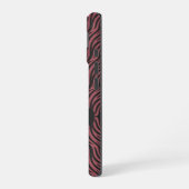 Tiger Pattern in Red and Gray with Name iPhone 16 Hoesje (Linkerkant)