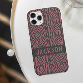 Tiger Pattern in Red and Gray with Name iPhone 16 Hoesje