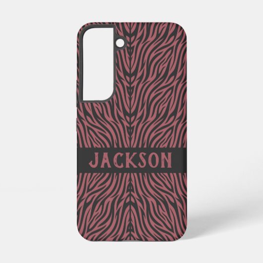 Tiger Pattern in Red and Gray with Name Samsung Galaxy Hoesje (Achterkant)