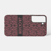 Tiger Pattern in Red and Gray with Name Samsung Galaxy Hoesje (Achterkant horizontaal)