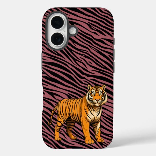 Tiger Pattern in Red with Tiger Case-Mate iPhone Case (Achterkant)