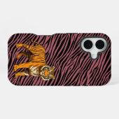 Tiger Pattern in Red with Tiger iPhone 16 Hoesje (Achterkant horizontaal)