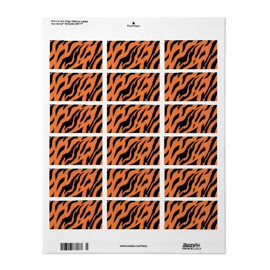 Tiger Pattern Print Label (Full Sheet)