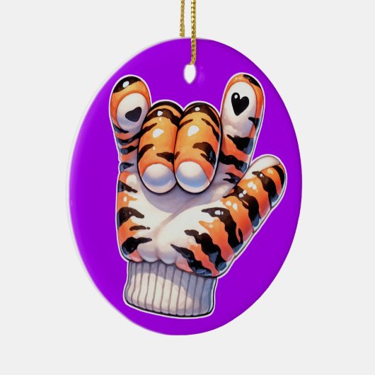 Tiger Paw ASL I LOVE YOU - SEE BACK! Keramisch Ornament (Rechts)