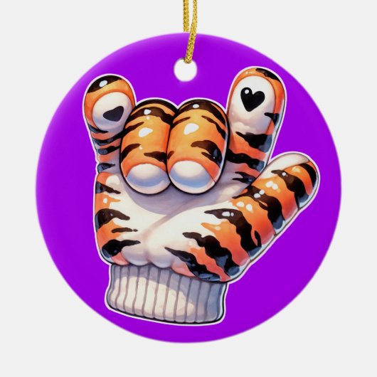 Tiger Paw ASL I LOVE YOU - SEE BACK! Keramisch Ornament (Voorkant)