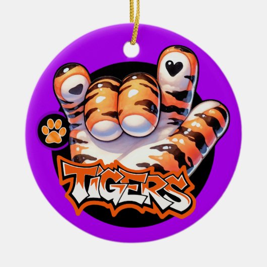 Tiger Paw ASL SEE BACK! Keramisch Ornament (Voorkant)