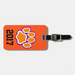 Tiger Paw Print Bagagelabel met tekst op de rug