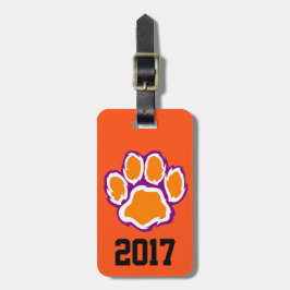 Tiger Paw Print Bagagelabel met tekst op de rug