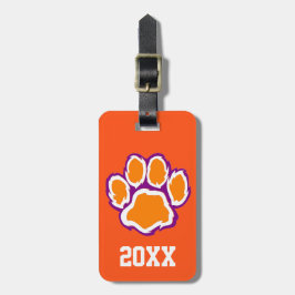Tiger Paw Print Bagagelabel met tekst op de rug