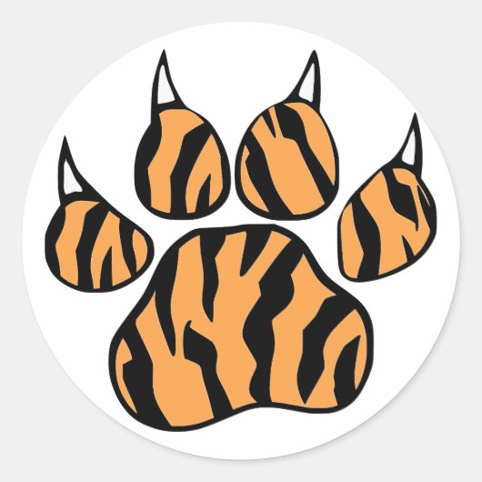 Tiger Paw Print Ronde Sticker (Voorkant)
