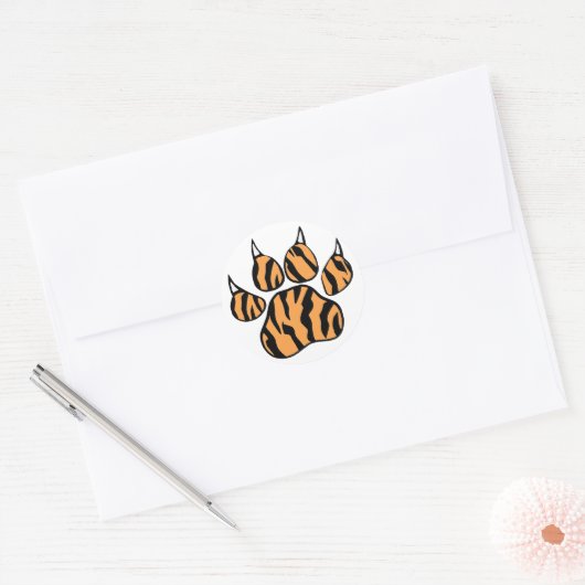 Tiger Paw Print Ronde Sticker (Envelop)