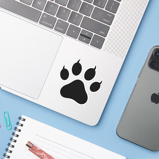 Tiger Paw Print Sticker (Laptop met iPhone)