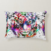 Tiger Pillow | Kleurrijke tekening | Abstracte kun Accent Kussen (Achterkant)