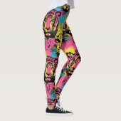 Tiger Pop Art Pattern in roze, geel en blauw Leggings (Rechts)