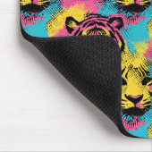 Tiger Pop Art Pattern in roze, geel en blauw Muismat (Hoek)