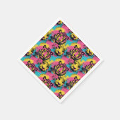Tiger Pop Art Pattern in roze, geel en blauw Servet (Hoek)