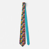Tiger Pop Art Pattern in roze, geel en blauw Stropdas (Voorkant)