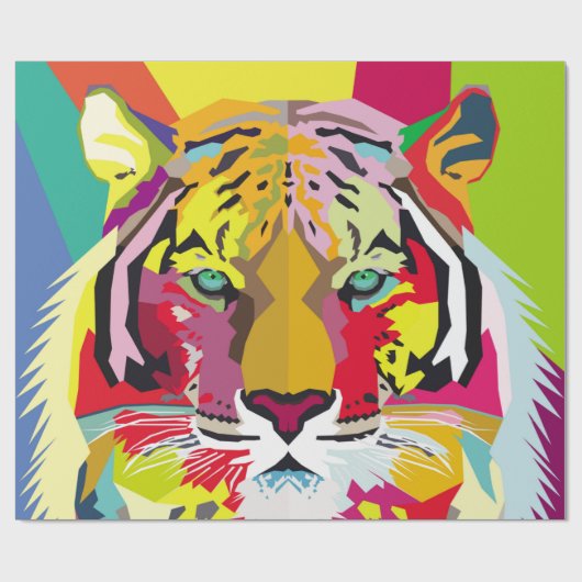 Tiger Pop Art Portraitart, pop, tiger, animal, fac Cadeaupapier (Vlak)