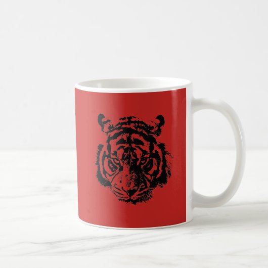 Tiger Pop Art Red Black Koffiemok (Rechts)